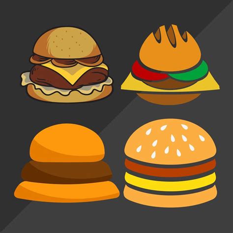 Set of hamburger and fries 17671951 Vector Art at Vecteezy