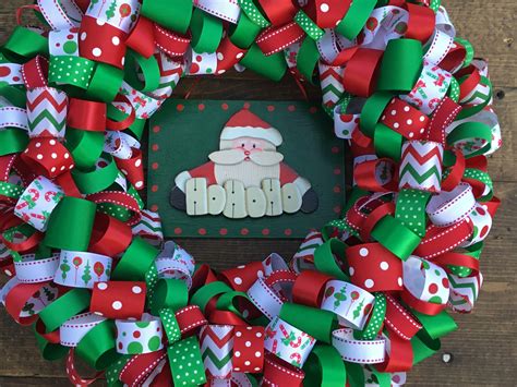 Holly Jolly Christmas Ribbon Wreath | Etsy