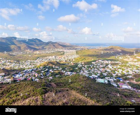 The Caribbean island of St.Maarten landscape and Cityscape. The French ...