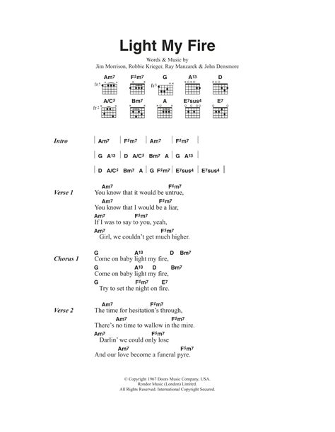 Light My Fire by Jose Feliciano - Guitar Chords/Lyrics - Guitar Instructor