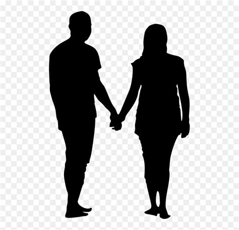 Couple Holding Hands Silhouette Png, Transparent Png - vhv