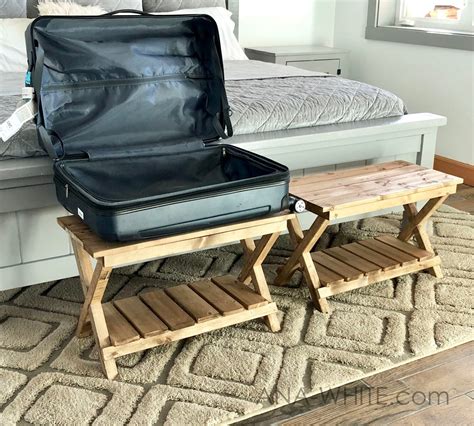 Upgraded Luggage Rack or Suitcase Stand Benches | Ana White