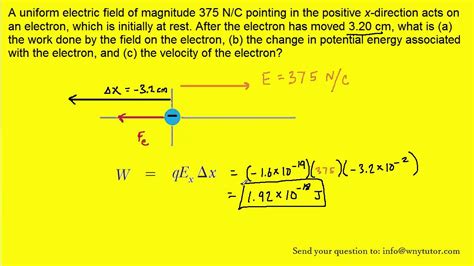 A uniform electric field of magnitude 375 N/C pointing in the positive ...