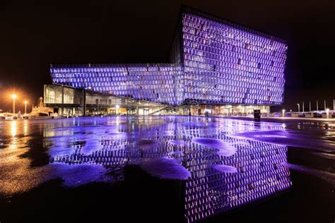 Night Scene of Harpa Concert Hall in Reykjavik Editorial Photo - Image ...