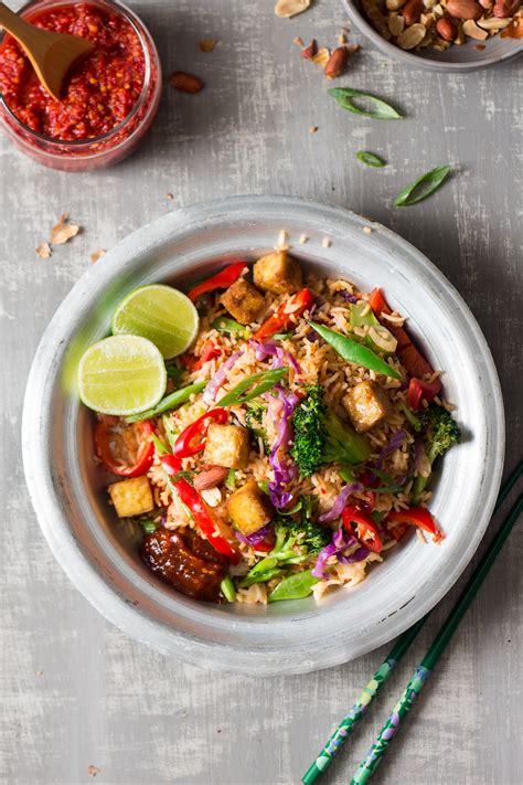 Vegan nasi goreng with ginger tofu - Lazy Cat Kitchen