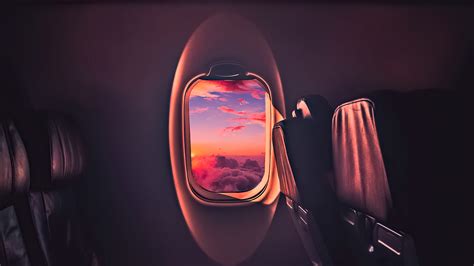 Beautiful Sunset Through Airplane Window Wallpaper,HD Photography ...