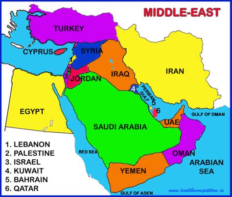 Map Of Countries In Middle East