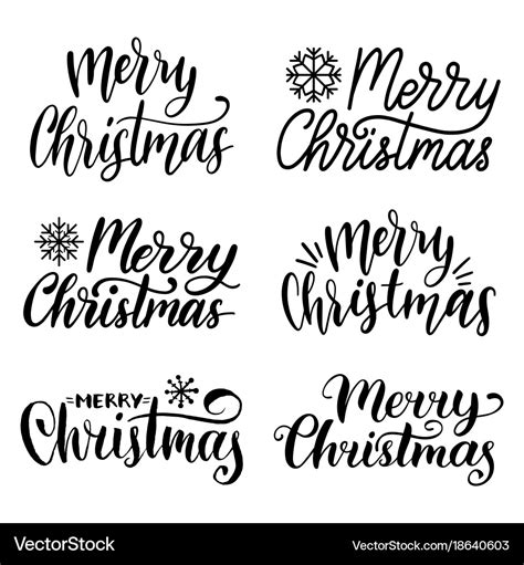 Handwritten merry christmas calligraphy set Vector Image