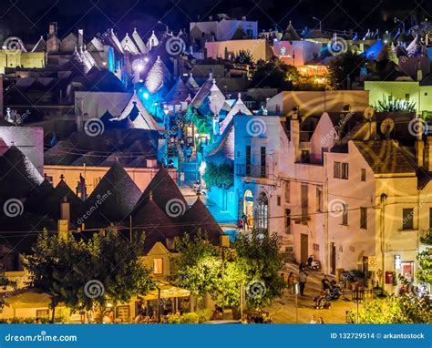 Night View of Trulli of Alberobello, UNESCO Heritage, Puglia, Italy ...