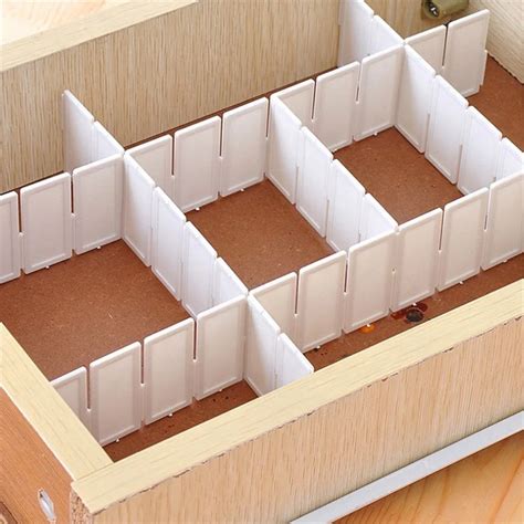 6Pcs DIY Grid Drawer Divider Household Necessities Storage Organizer ...