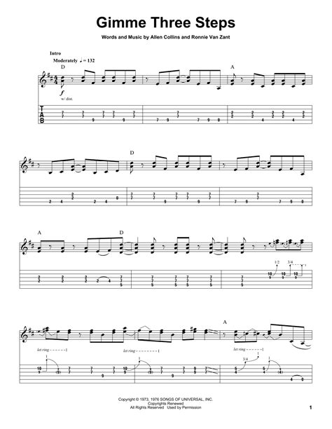 Gimme Three Steps by Lynyrd Skynyrd - Guitar Tab Play-Along - Guitar ...