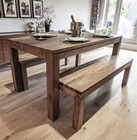 Dining Table With Bench And Chairs ~ Reclaimed Pine And Steel Dining ...