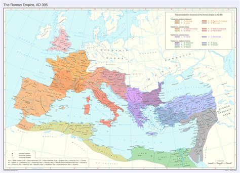 The Roman Empire Administrative Divisions in 395 AD : History_Maps