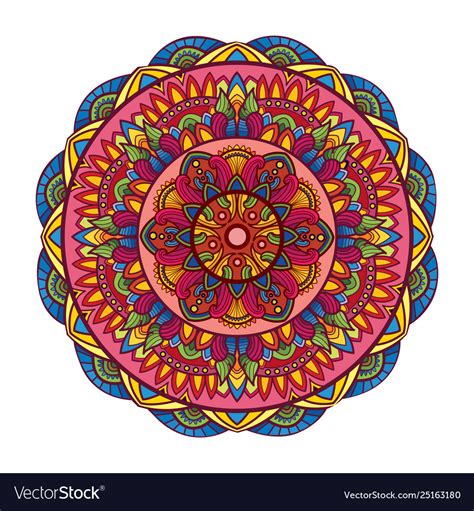 Mandala art with circular flowers and many colors Vector Image