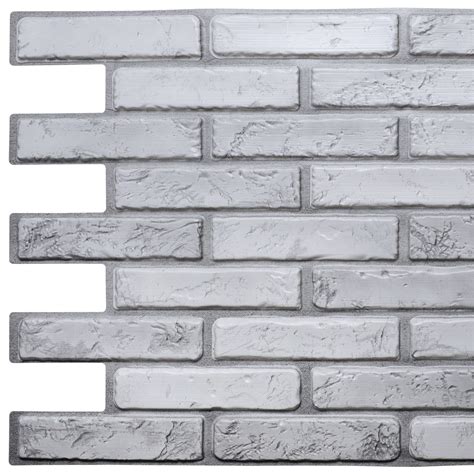 Dundee Deco's Off White Grey Faux Brick PVC 3D Wall Panel, 3.2 ft X 1.7 ...