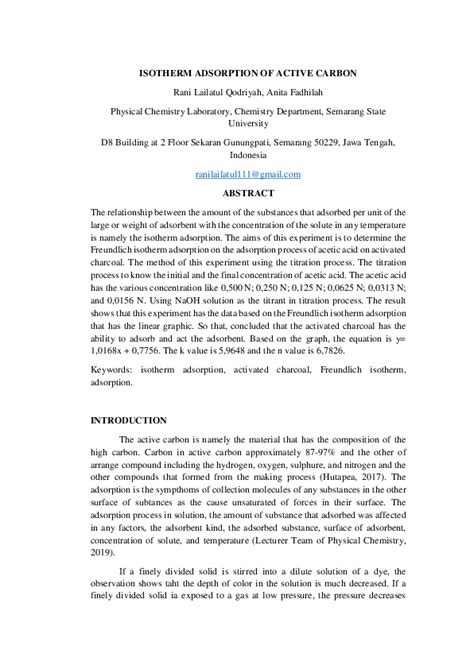 (PDF) ISOTHERM ADSORPTION OF ACTIVE CARBON