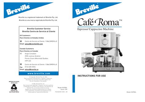 Download free Breville Cafe Roma User Manual - tbtracker