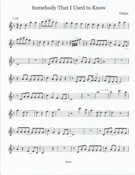 Flute & Tenor Sax Sheet Music :): Somebody That I Used to Know