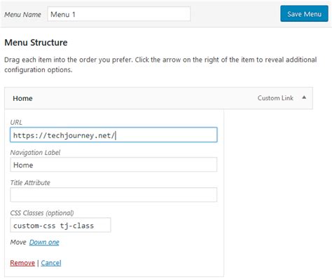 Add Additional Custom CSS Class to WordPress Menu Items - Tech Journey