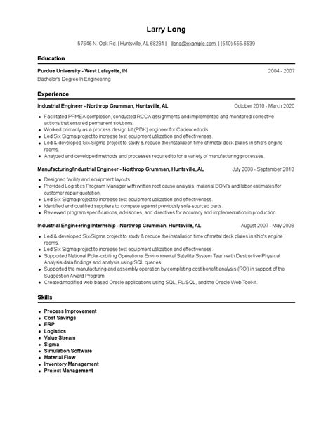 Industrial Engineer Resume Examples and Tips - Zippia