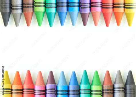 crayon drawing border multicolored background Stock Photo | Adobe Stock