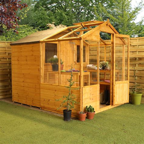 Wooden Greenhouse & Storage Shed 8x6 Outdoor Garden Building Potting ...