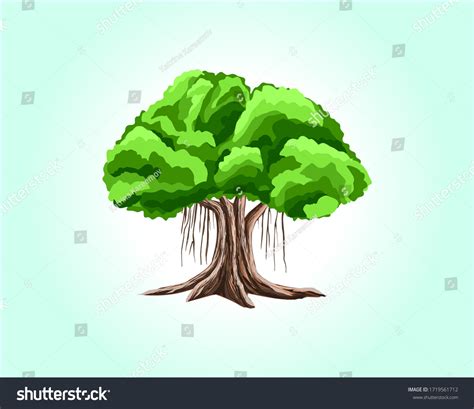 Hand Drawing Banyan Tree Vector Illustration Stock Vector (Royalty Free ...