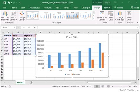 MS Office Suit Expert : MS Excel 2016: How to Create a Column Chart