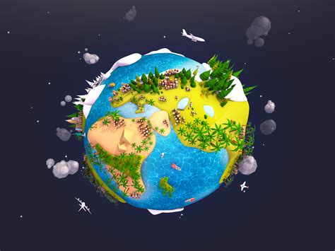 3D model cartoon earth planet - TurboSquid 1293943