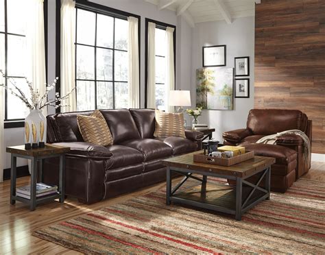 Living - Fitterer's Furniture | Brown leather couch living room ...