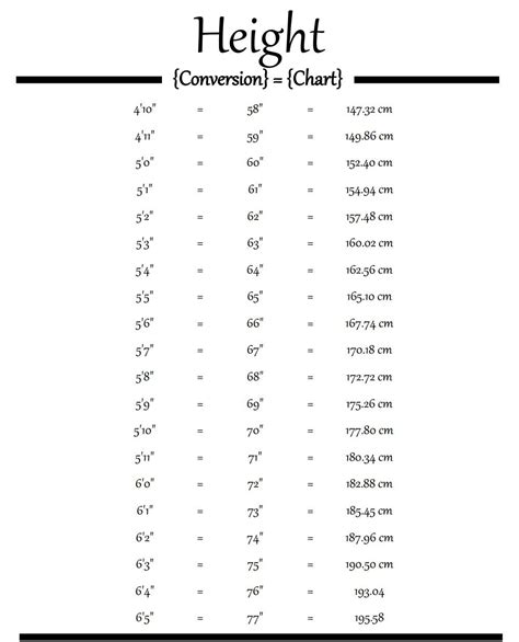 Printable Height Chart In Inches | Template Business PSD, Excel, Word, PDF