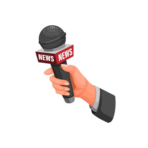 Journalist Interview Hand Holding Microphone With News Symbol Concept ...