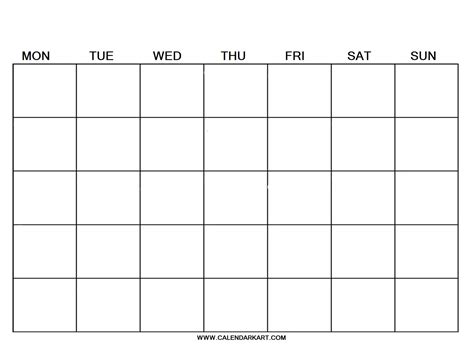 Printable Calendar Blank Template