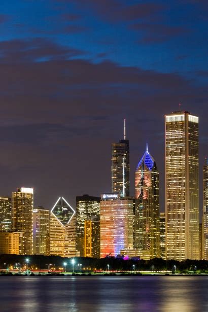 Chicago Skyline At Night Free Stock Photo - Public Domain Pictures