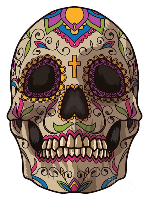 White Sugar Skull Magnet Calaveras Dia De Muertos Dia De Muertos ...