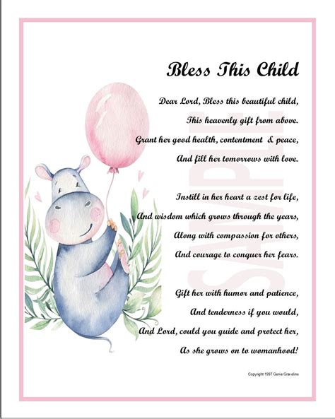 Baby Girl Blessing Gift, DIGITAL DOWNLOAD, Baby Blessing Poem, Shower ...