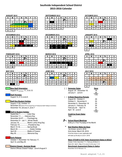 Sisd Student Calendar