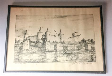 Print of sketch Rhuddlan Castle (Wales) ~ Geraint(?) Chapman 12.25" x ...