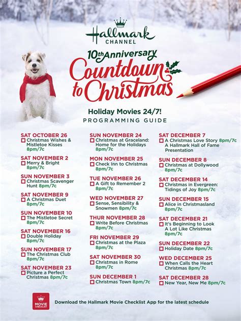 NEW Hallmark Channel Countdown to Christmas Schedule for 2019!!!