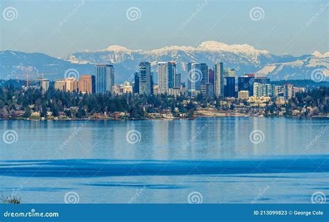 Downtoen Bellevue Skyline stock image. Image of waterfront - 213099823