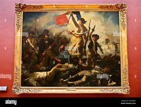 Eugène Delacroix' painting "Liberty leading the People" in the Louvre ...