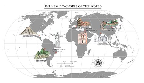 7 Wonders Of The World Map – Topographic Map of Usa with States