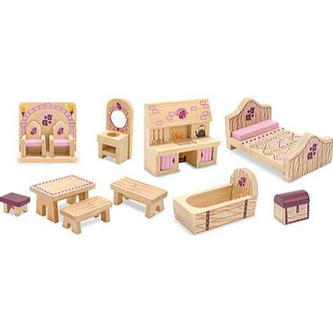 Melissa & Doug Princess Castle Wooden Dollhouse Furniture (12 pcs ...