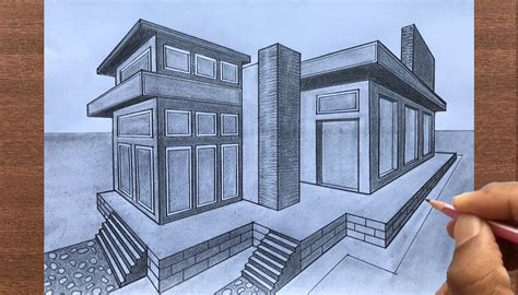 2 Point Perspective Drawing Modern House