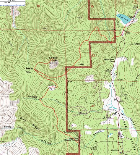 Topographic Map of the Estes Cone Trail, Rocky Mountain National Park ...