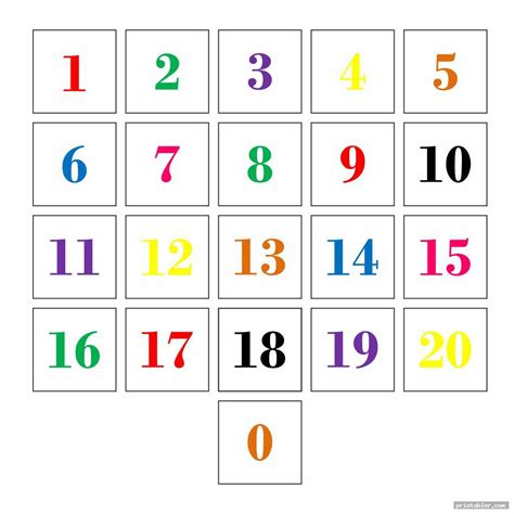 Printable Number Flash Cards 1-20 - Gridgit.com