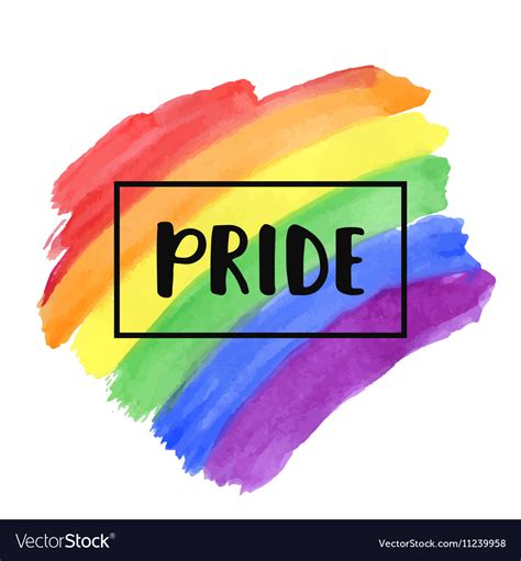 Gay pride lettering on a watercolor rainbow flag Vector Image