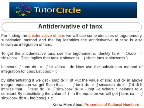 Antiderivative of tanx by tutorcircle team - Issuu