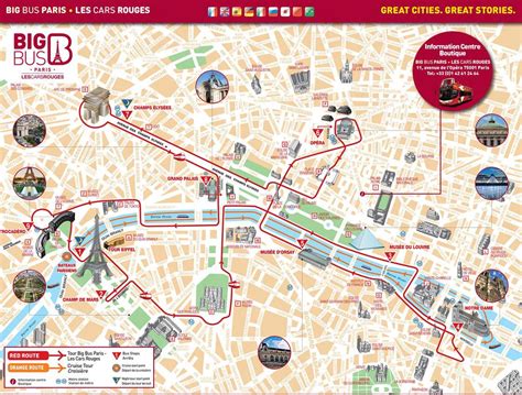 Map of Paris hop on hop off bus tour with Big Bus / Les Cars Rouges ...