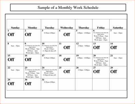 Work Calendar Dcf - Printable Word Searches